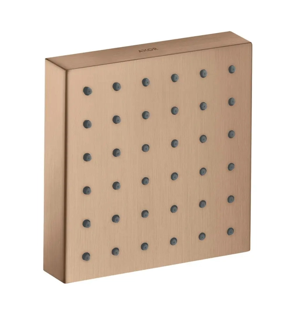 Brausemodul mit quadratischer Form, ausgestattet mit einer matten Oberfläche und mehreren schwarzen Düsen, hergestellt von AXOR.